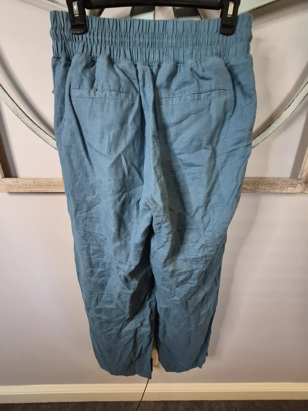 Quince 2-Piece European Linen Set SS Shirt & Wide Leg Pants Mineral Blue - M
